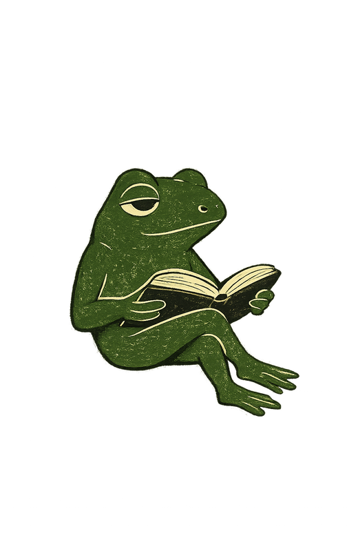 O sapo lendo ao lado da seção de textos